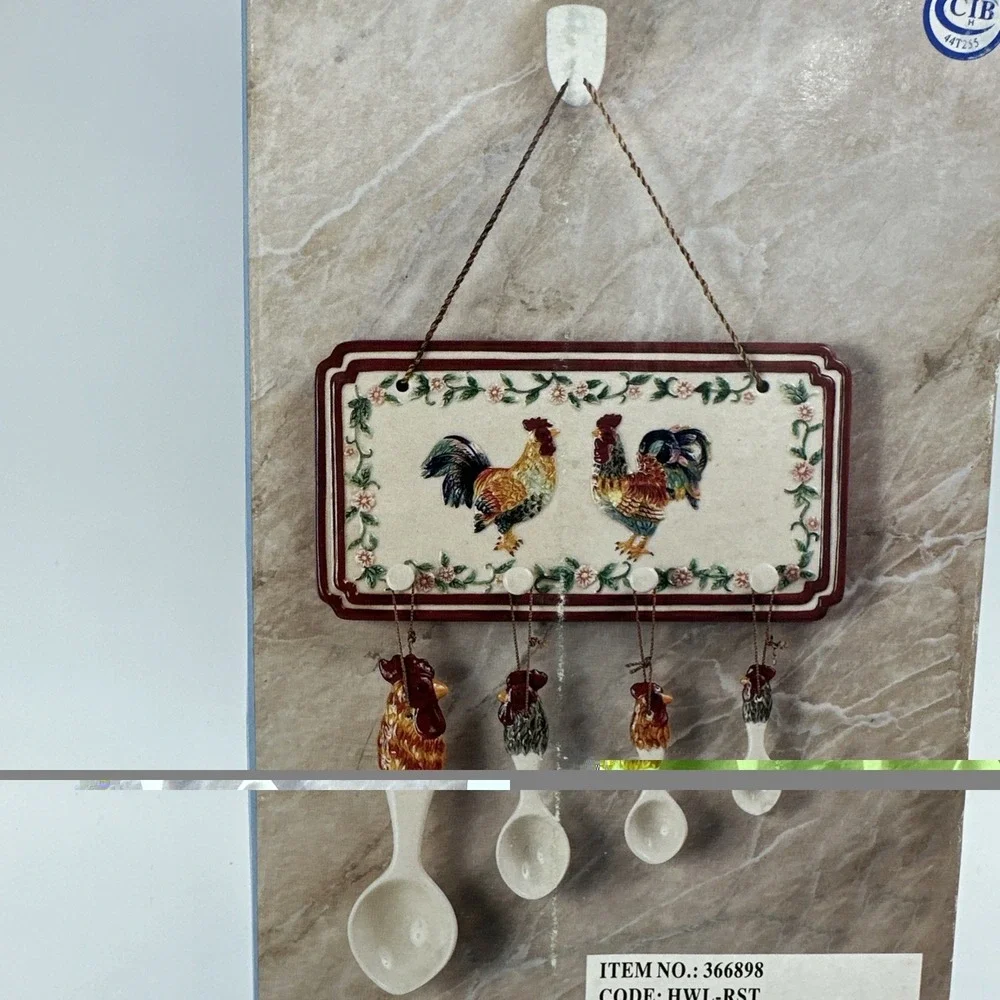Debco Ceramic Wall Hanging Roster Decor Measuring Spoons CottageCore Handpainted